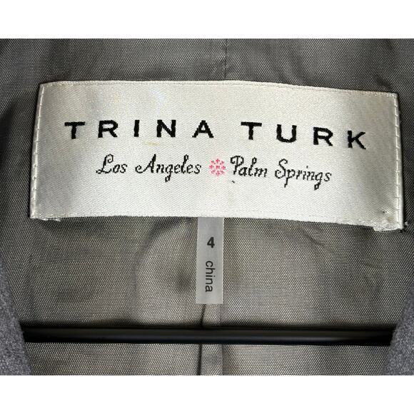 Trina Turk Blazer One Button Blazer Women's Size 4 in Charcoal - Picture 7 of 9